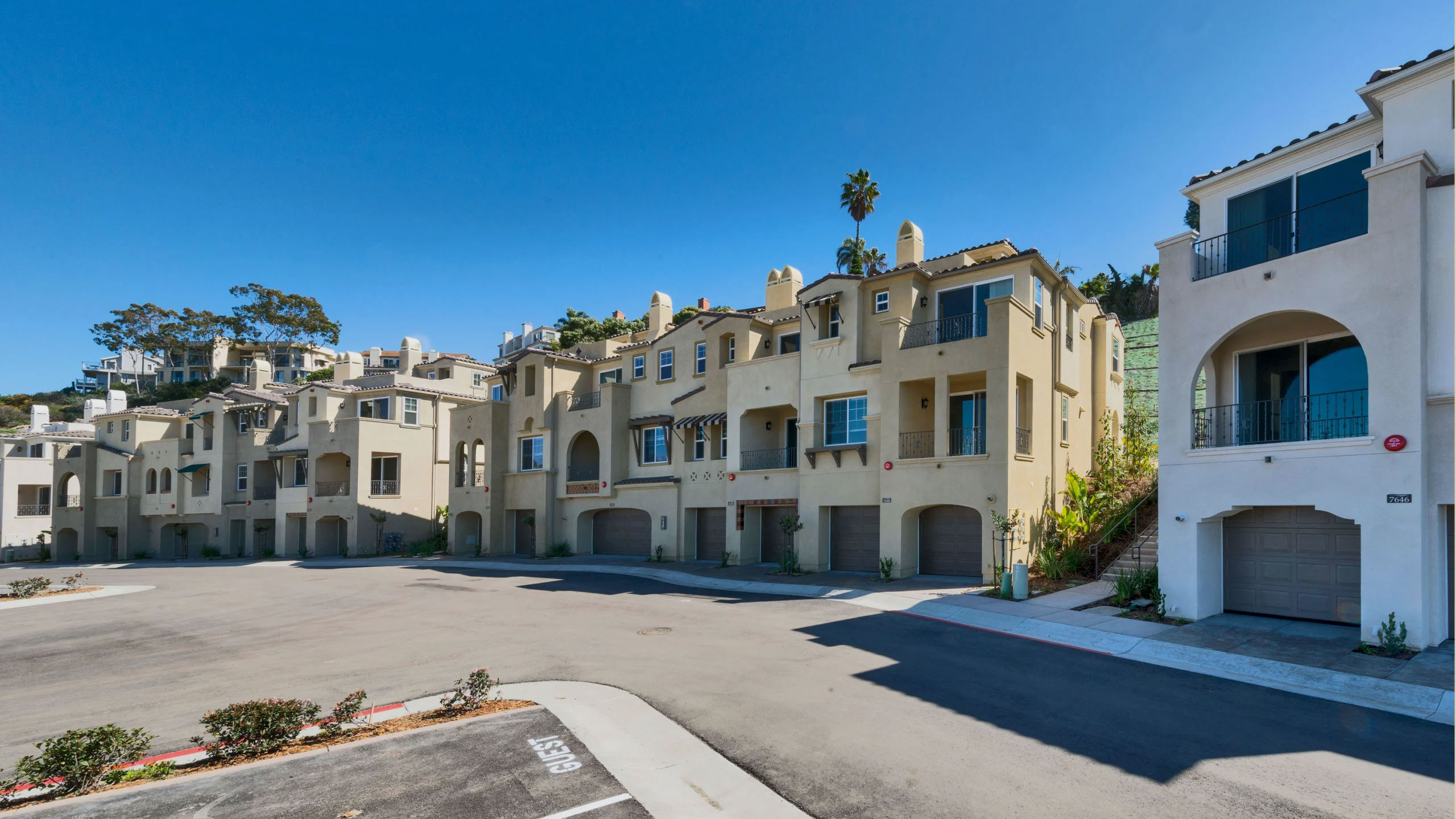 This image shows the shared driveway in the Costa Pointe apartment